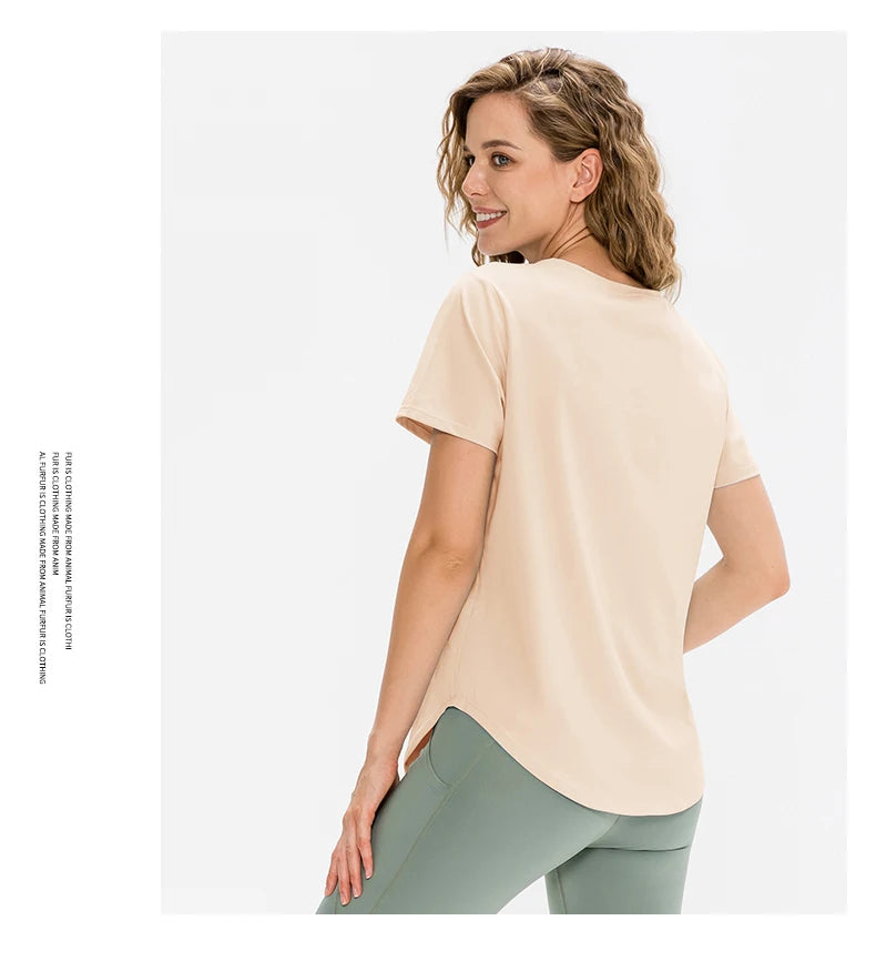 Women Yoga Top Solid Short Sleeve Sport T-Shirt