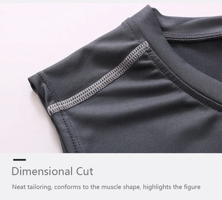 Men Quick Dry Running T-Shirts Compression Sleeveless Quick-drying