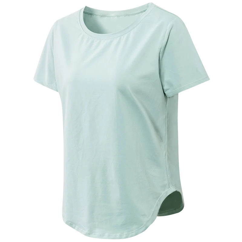 Women Yoga Top Solid Short Sleeve Sport T-Shirt