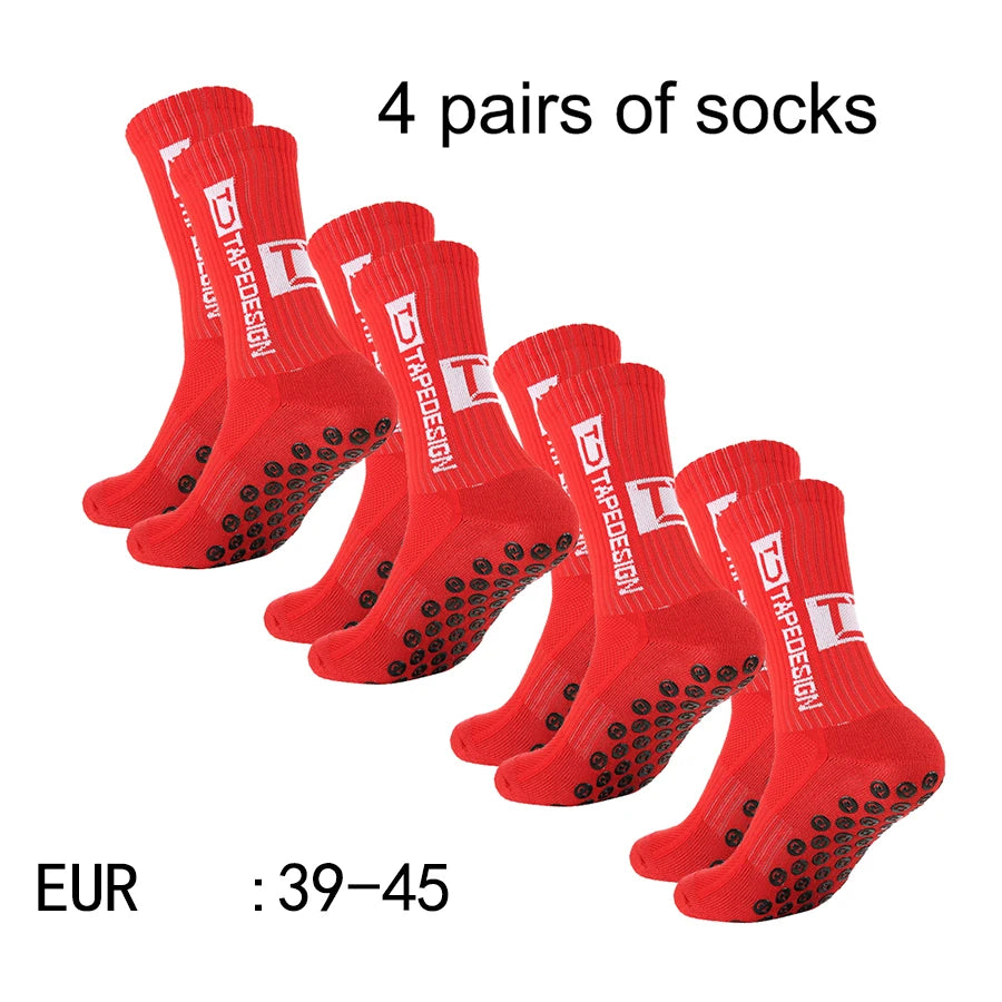 Mid-Calf Anti-Slip Football Socks, 4 Pairs