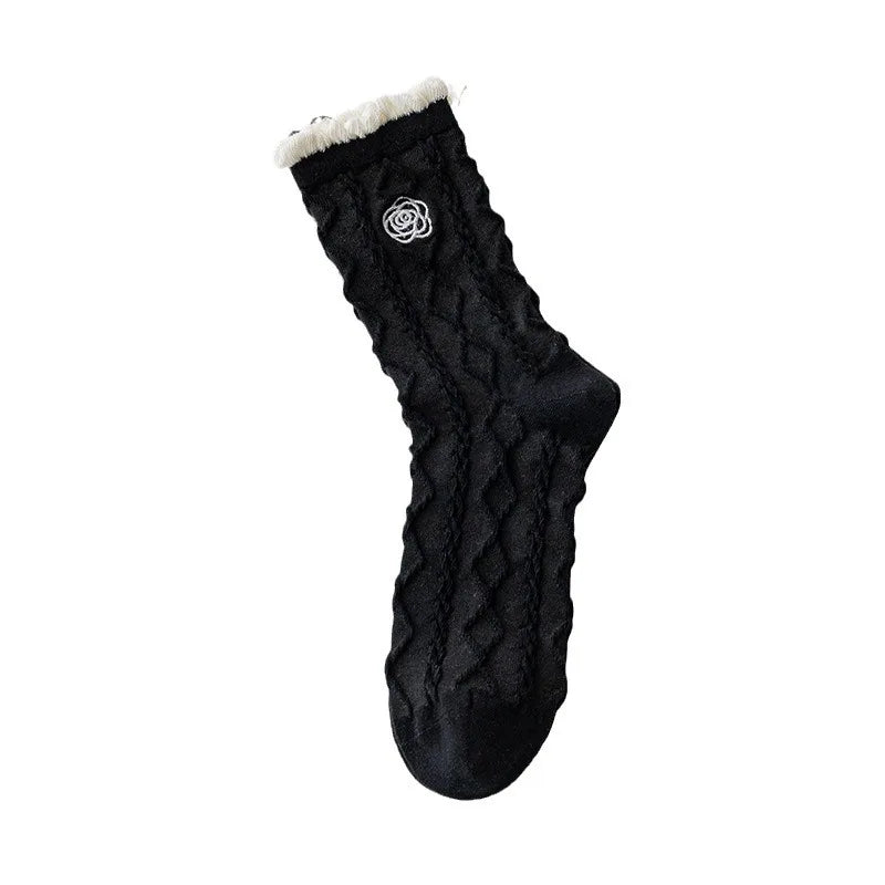 Women's Retro Embroidered Heart or Flower Socks, image 6 of 15