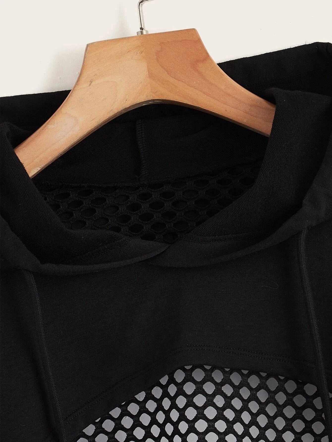 Street Sport Drop Shoulder Drawstring Hollow Out Super