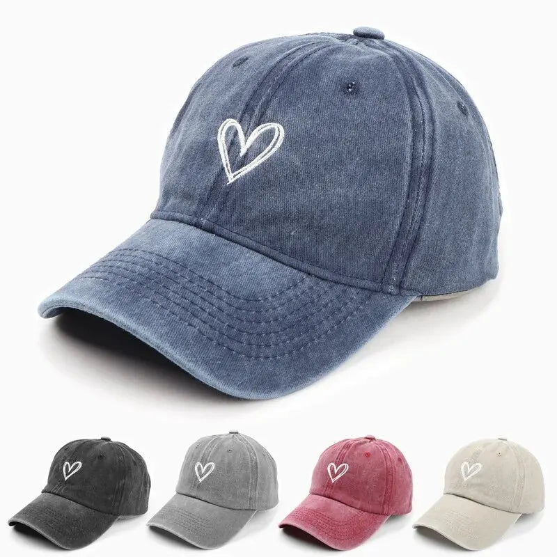 Heart Embroidered Washed Cotton Baseball Cap, image 2 of 13