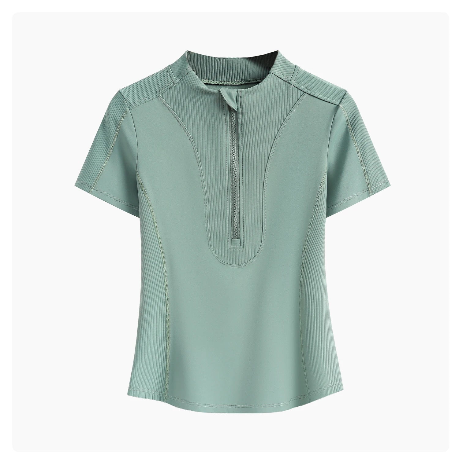 DRUR Yoga Tops Women Short Sleeve Half-Zipper Sports