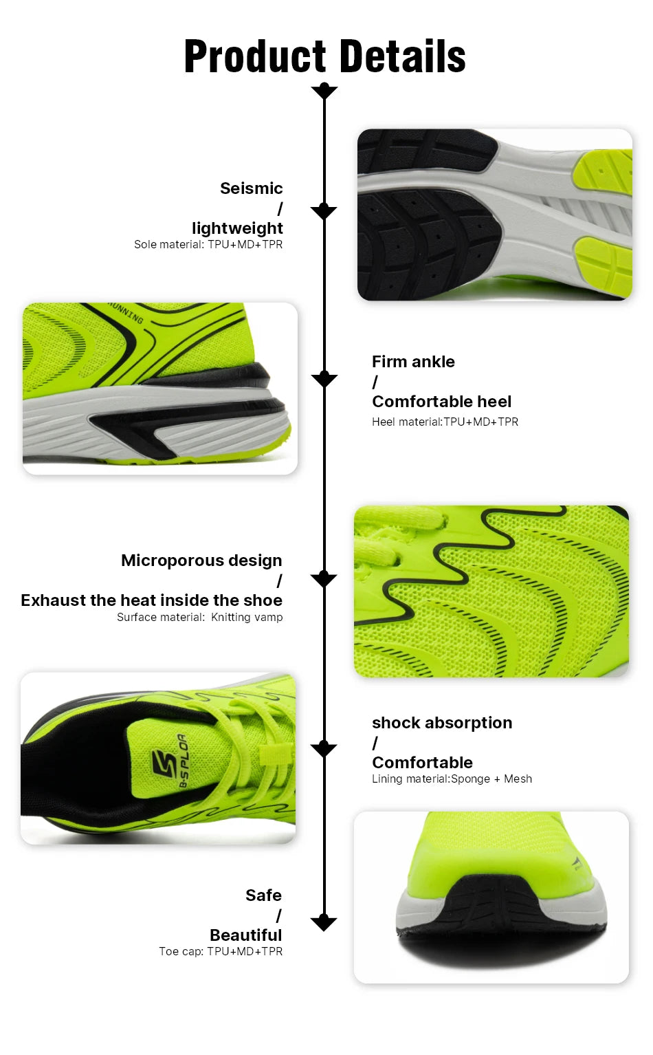 Baasploa Men Professional Running Shoes New Mesh Breathable