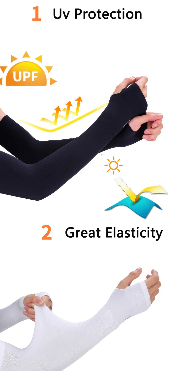 Anti-UV Arm Covers Men Women Cycling Fingerless Gloves