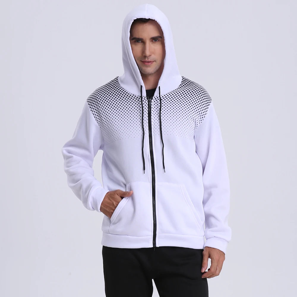 Men's Zip-Up Hoodie with Polka Dot Print
