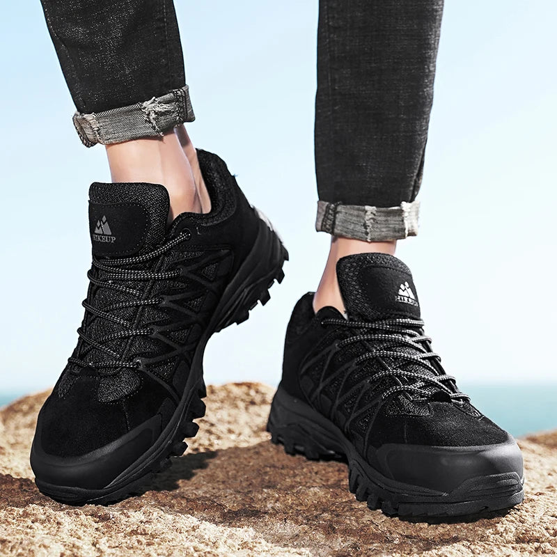 HIKEUP Men's Breathable Lace-Up Hiking Shoes