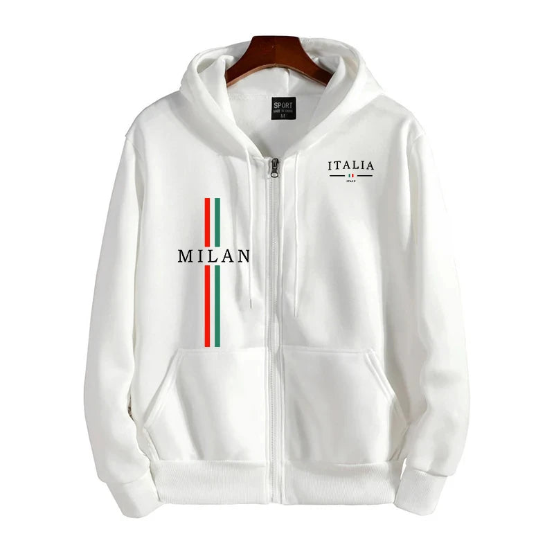 Men's Zipper Up Hoodies Italy Fashion Hooded Sweatshirts