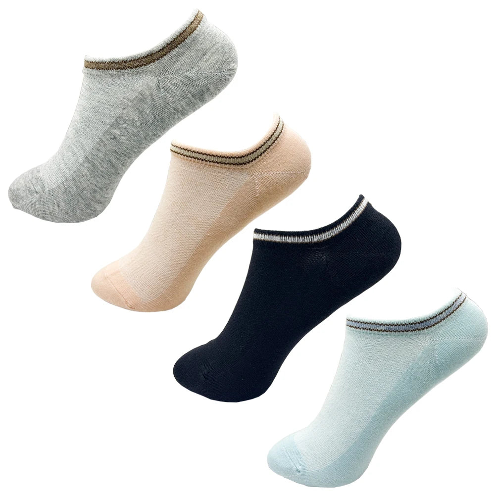 4 Pairs Cotton Women's Boat Socks No Show