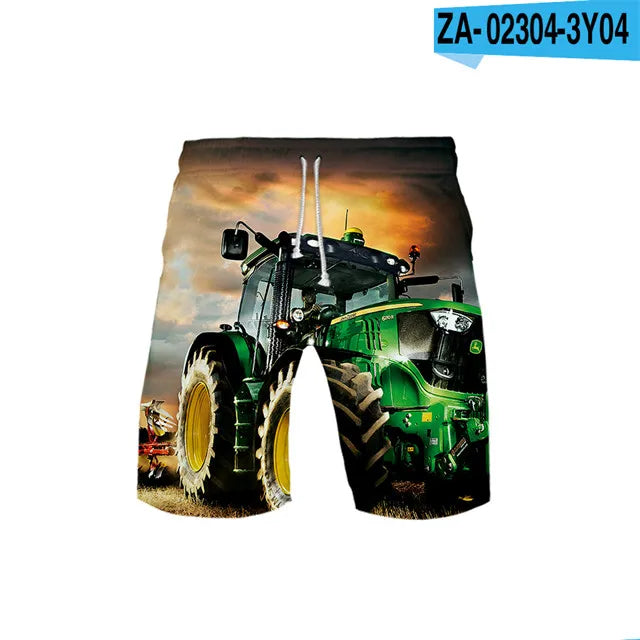 Children's Swimwear Shorts 3d Tractor Trucks Board Short