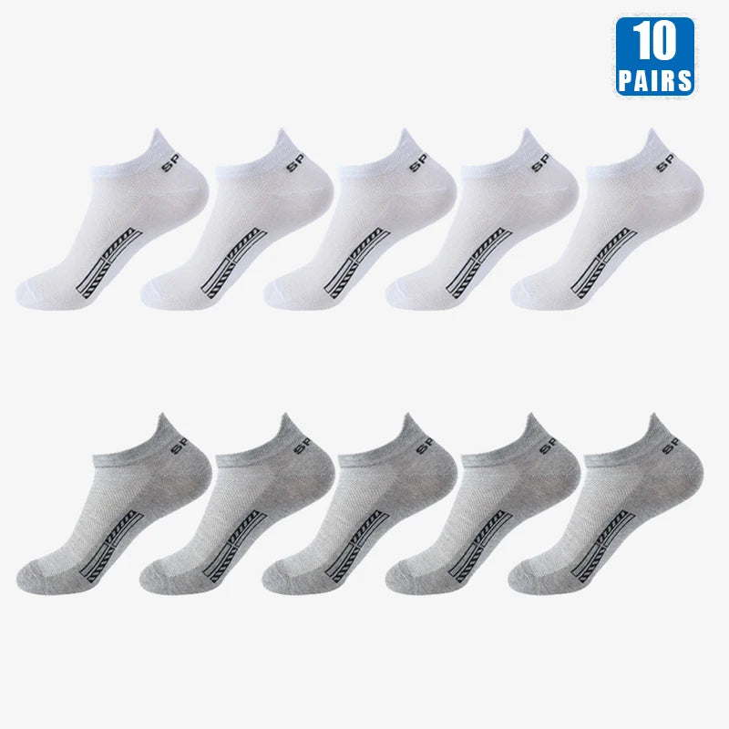 Men's Cotton Short Socks, 5 or 10 Pairs