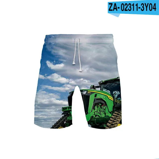 Children's Swimwear Shorts 3d Tractor Trucks Board Short