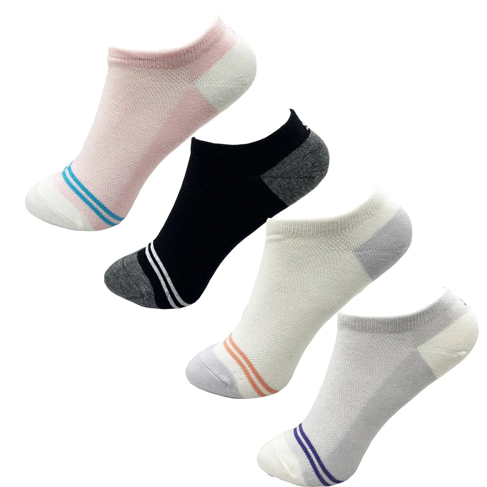 4 Pairs Cotton Women's Boat Socks No Show