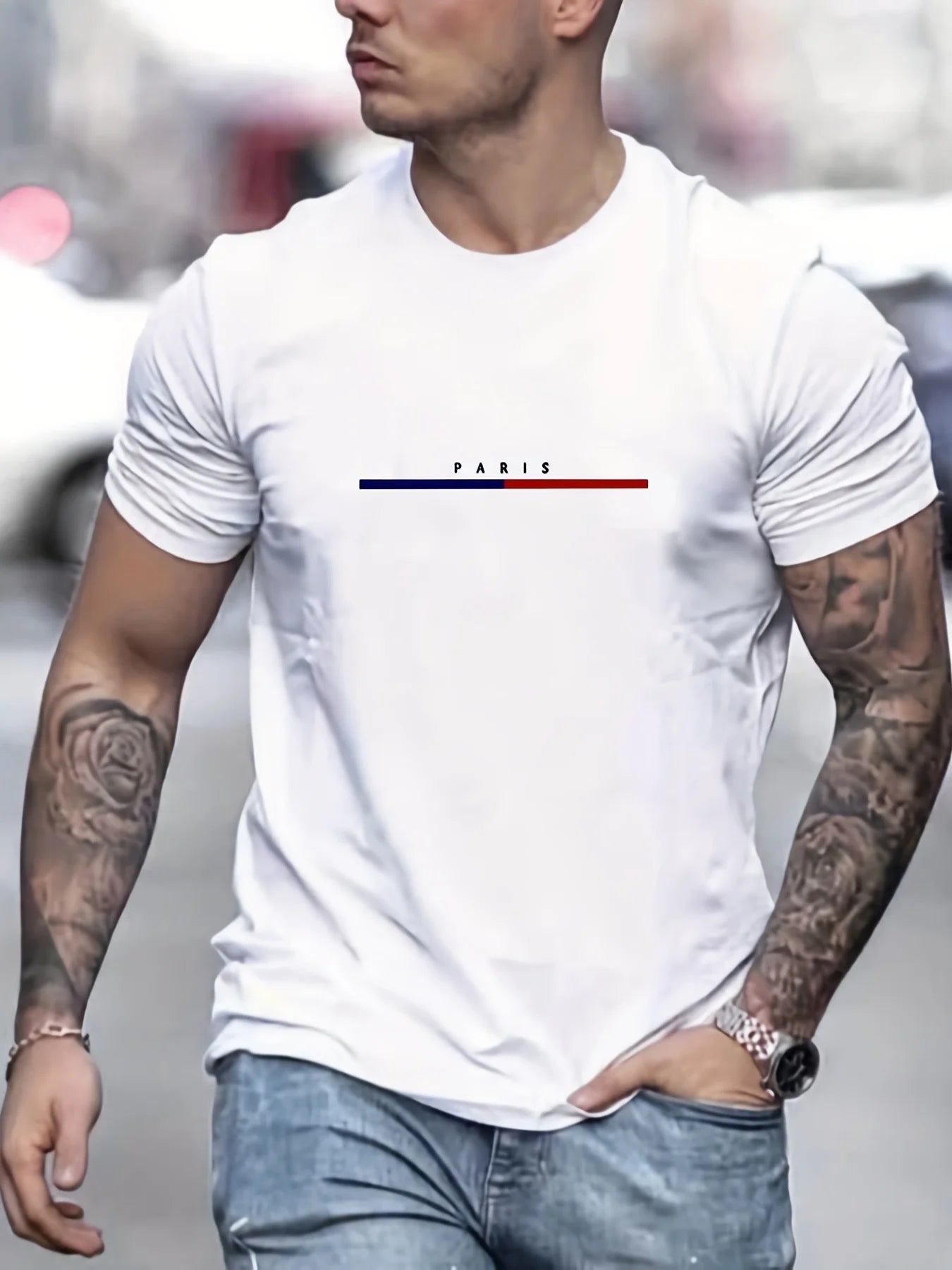 Paris Print Hoodies Tshirt Men Casual Autumn Winter