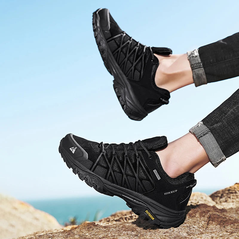 HIKEUP Men's Breathable Lace-Up Hiking Shoes