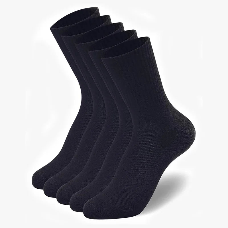 5 Pairs Men Crew Socks Black White Middle