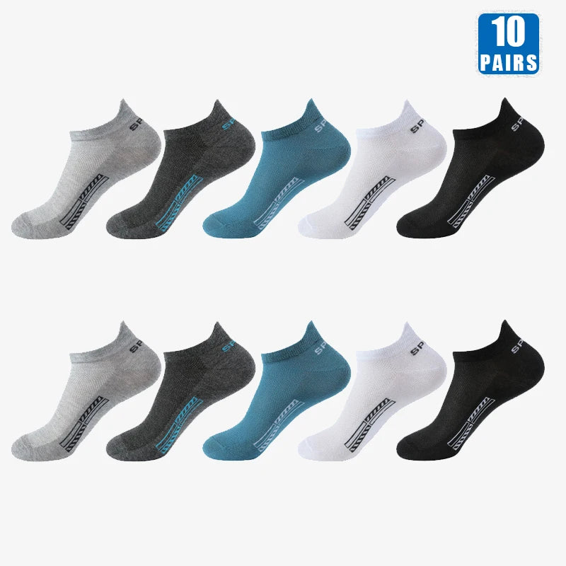 Men's Cotton Short Socks, 5 or 10 Pairs
