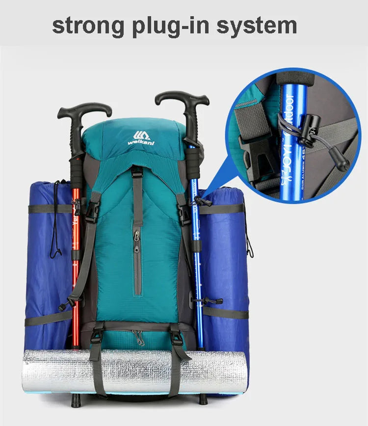 70L Nylon Camping Backpack with Rain Cover, image 15 of 30