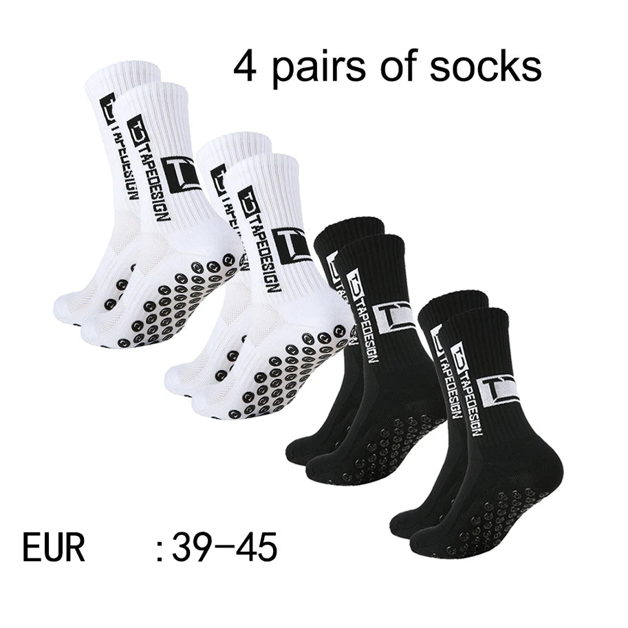 Mid-Calf Anti-Slip Football Socks, 4 Pairs