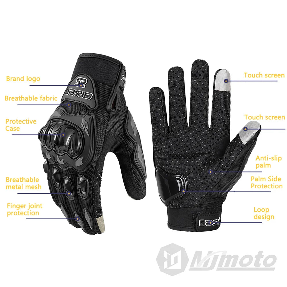 Summer Breathable Full Finger Motorcycle Gloves Non-slip Wear-resistant