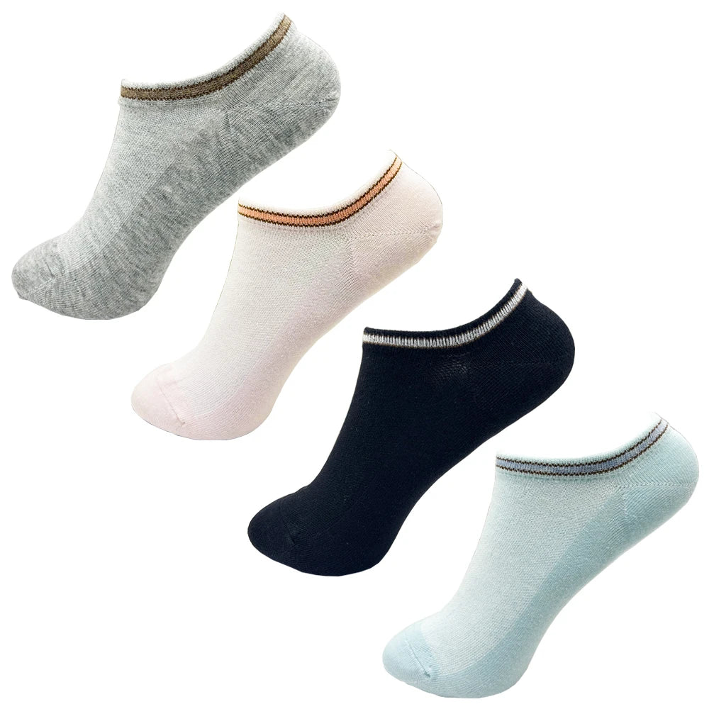 4 Pairs Cotton Women's Boat Socks No Show