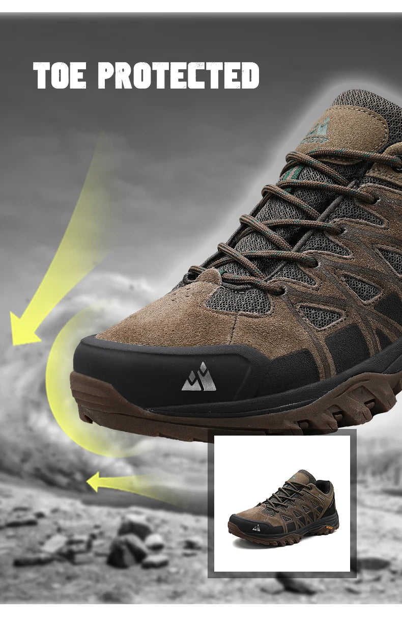 HIKEUP Men's Breathable Lace-Up Hiking Shoes