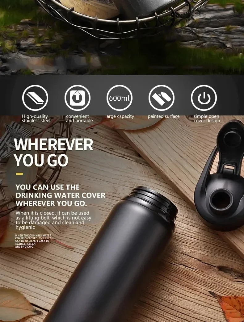 Portable Stainless Steel Water Bottle Bicycle Riding Drinking