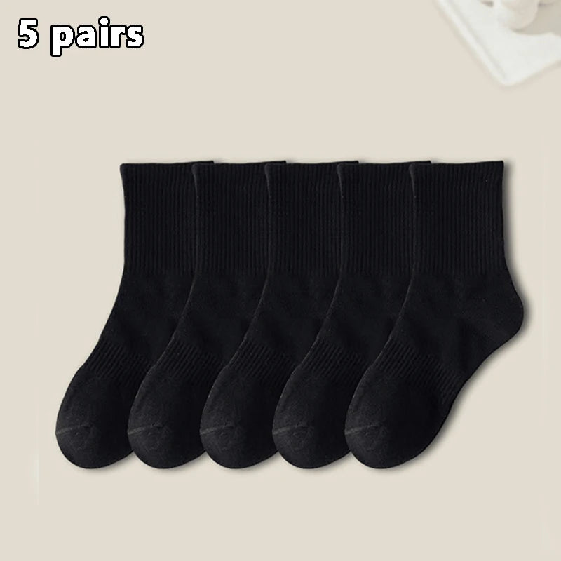 5Pairs Brand Men Cotton New Style White Socks