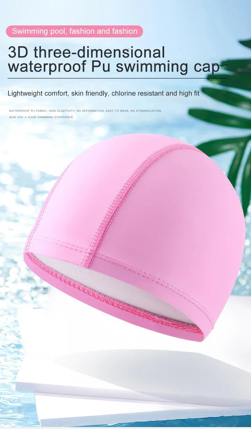 PU Coated Swimming Cap Unisex Comfortable Summer Swimming