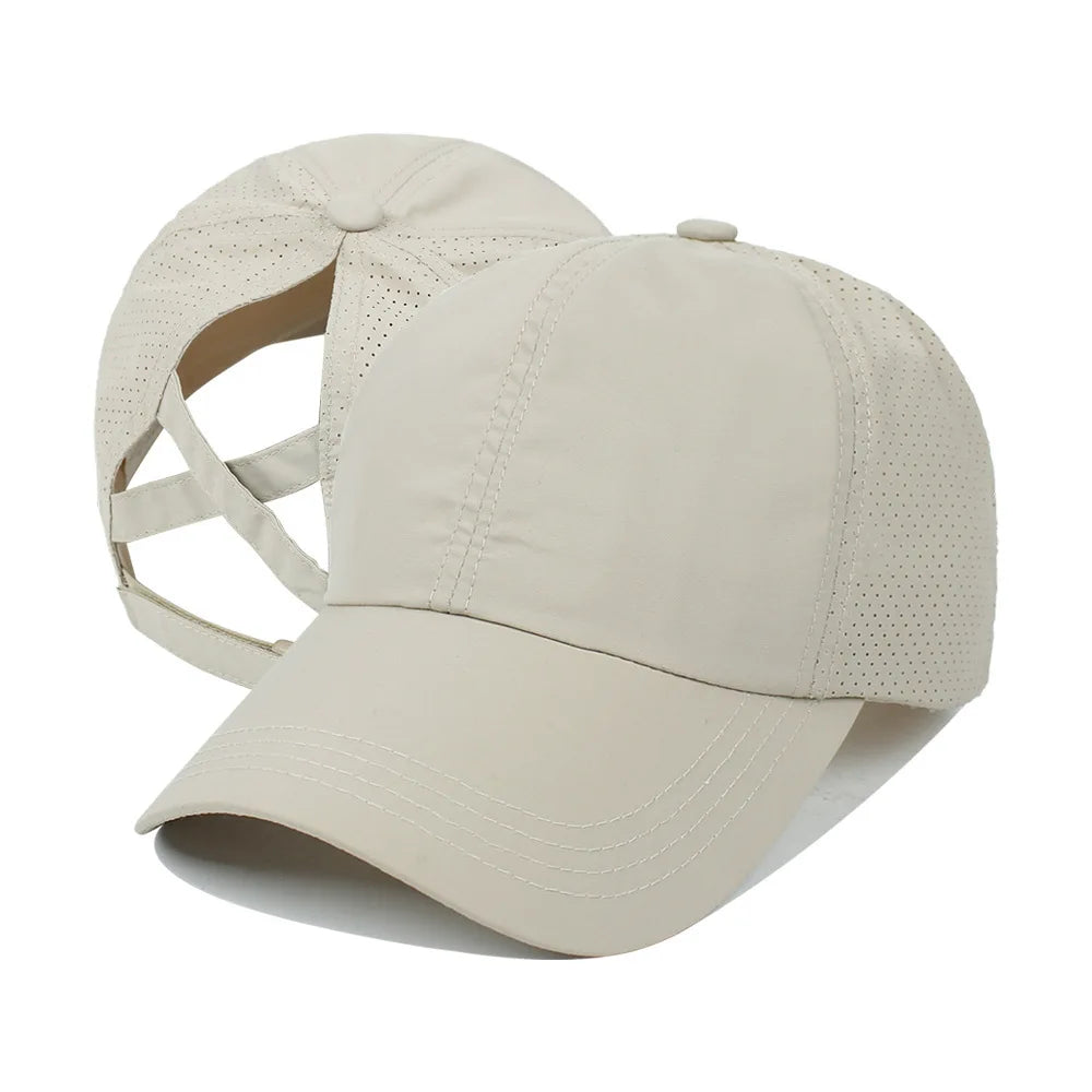 Women's Cross-Back Ponytail Baseball Cap