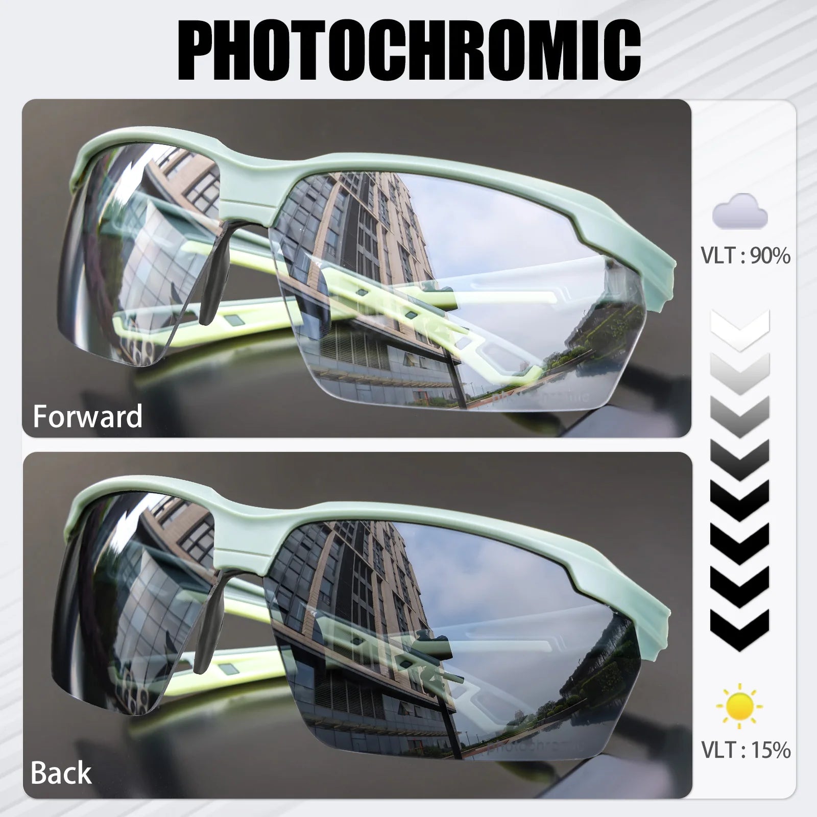 SCVCN Photochromic Cycling Glasses Men MTB Cycling Sunglasses