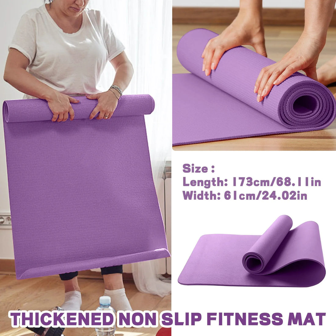 Anti-Slip Yoga and Fitness Mat, Purple