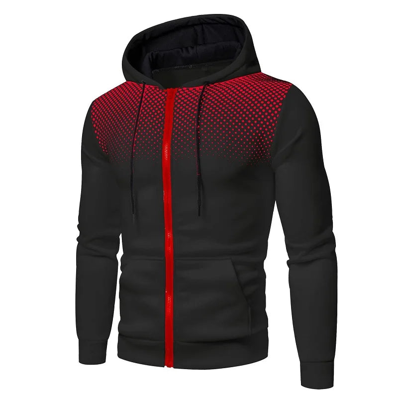 Men's Zip Up Hoodie Pocket Polka Pot Print