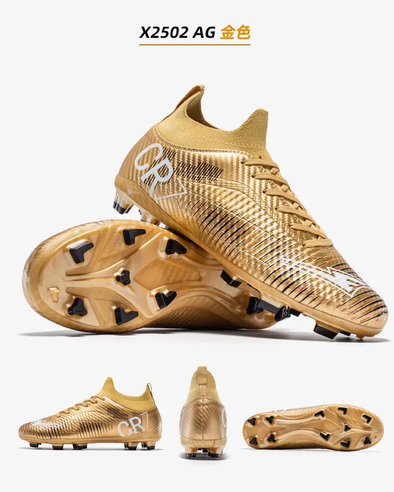 Unisex Soccer Shoes High-Tops Lace-Up Non-Slip Spikes Outdoor