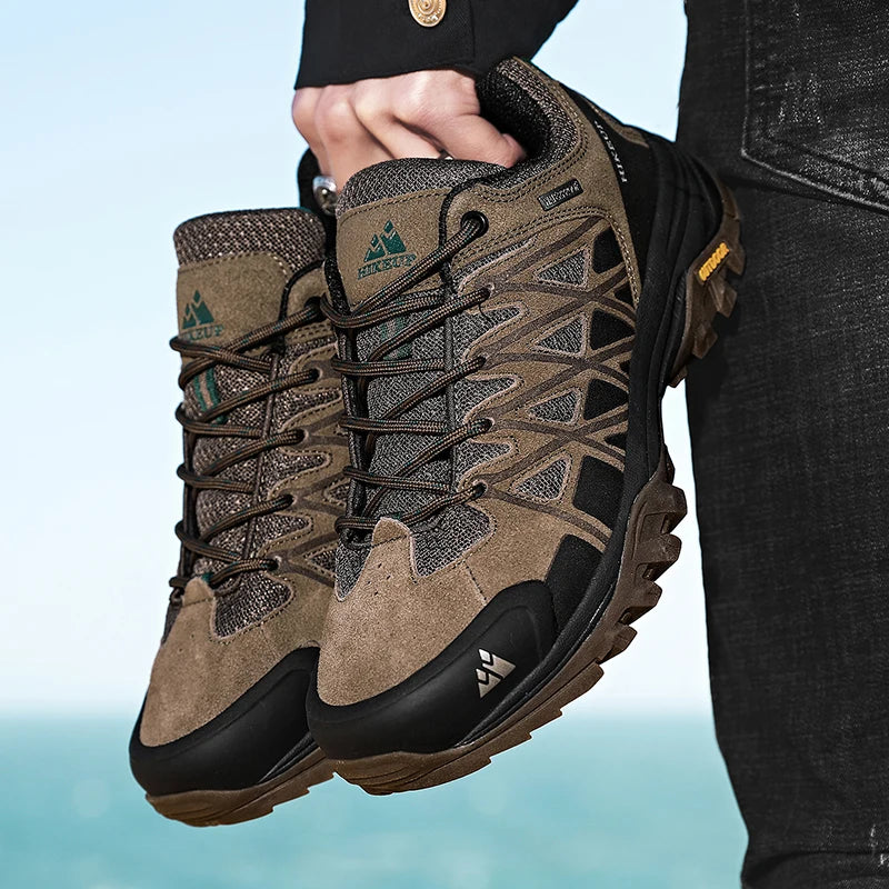 HIKEUP Men's Breathable Lace-Up Hiking Shoes