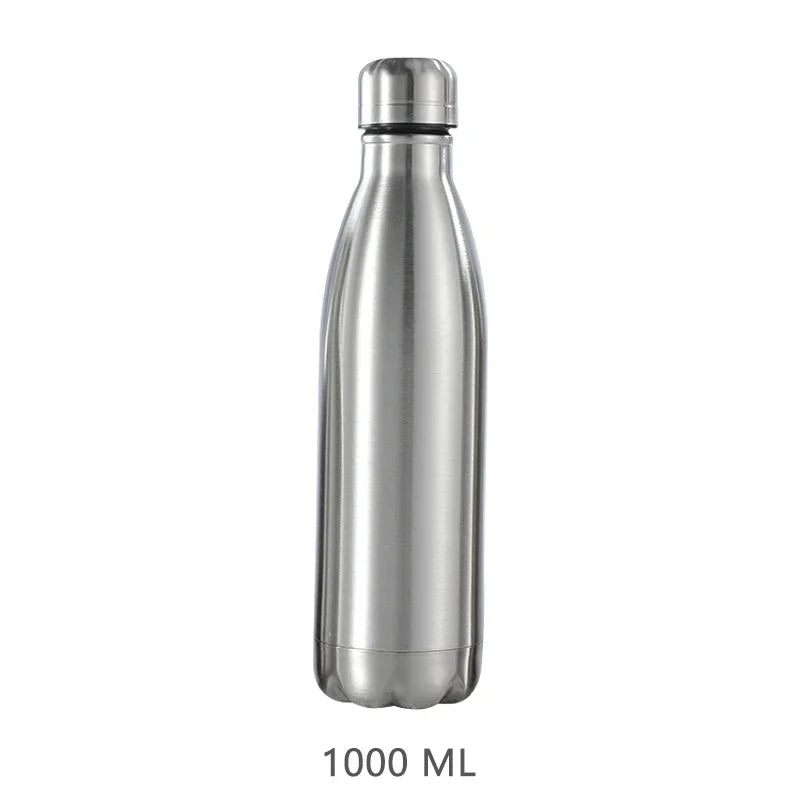 Stainless Steel Sport Water Bottle 1000ml Single-layer Rugged