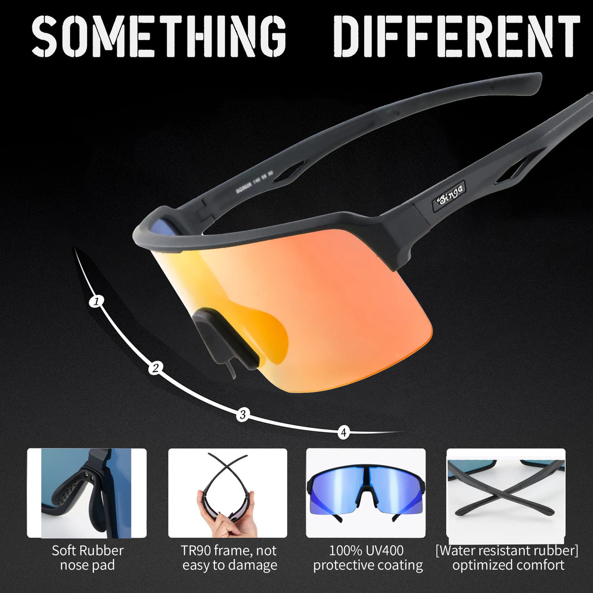 Unisex Polarised Cycling Glasses, 10 Colours, image 5 of 21