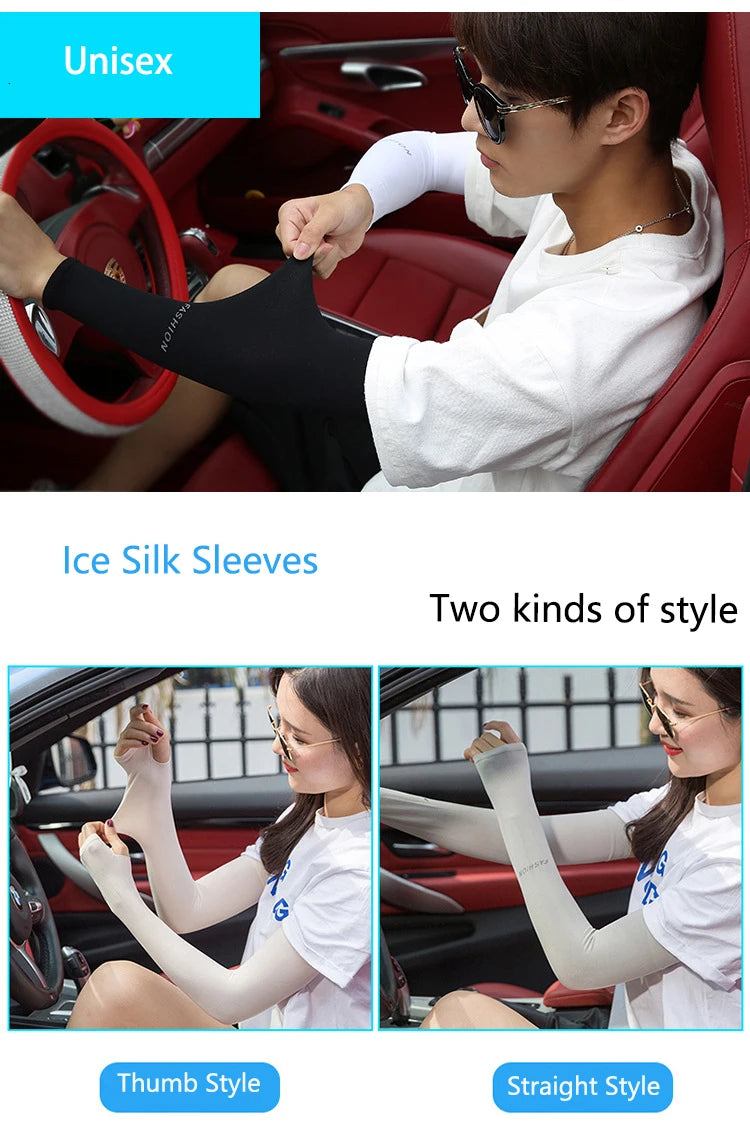 Anti-UV Arm Covers Men Women Cycling Fingerless Gloves