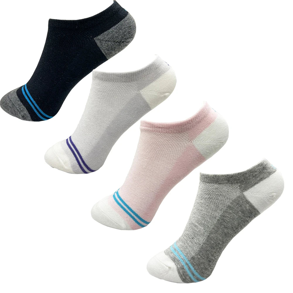 Women's Cotton No-Show Socks, 4 Pairs