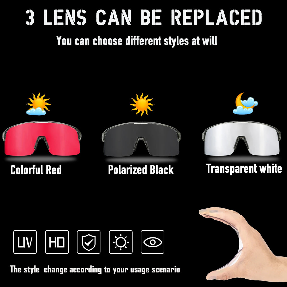 Unisex Polarised Cycling Glasses, 10 Colours