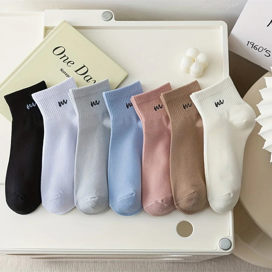 Letter Print Breathable Socks, 2-10 Pairs