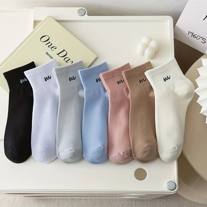 Letter Print Breathable Socks, 2-10 Pairs