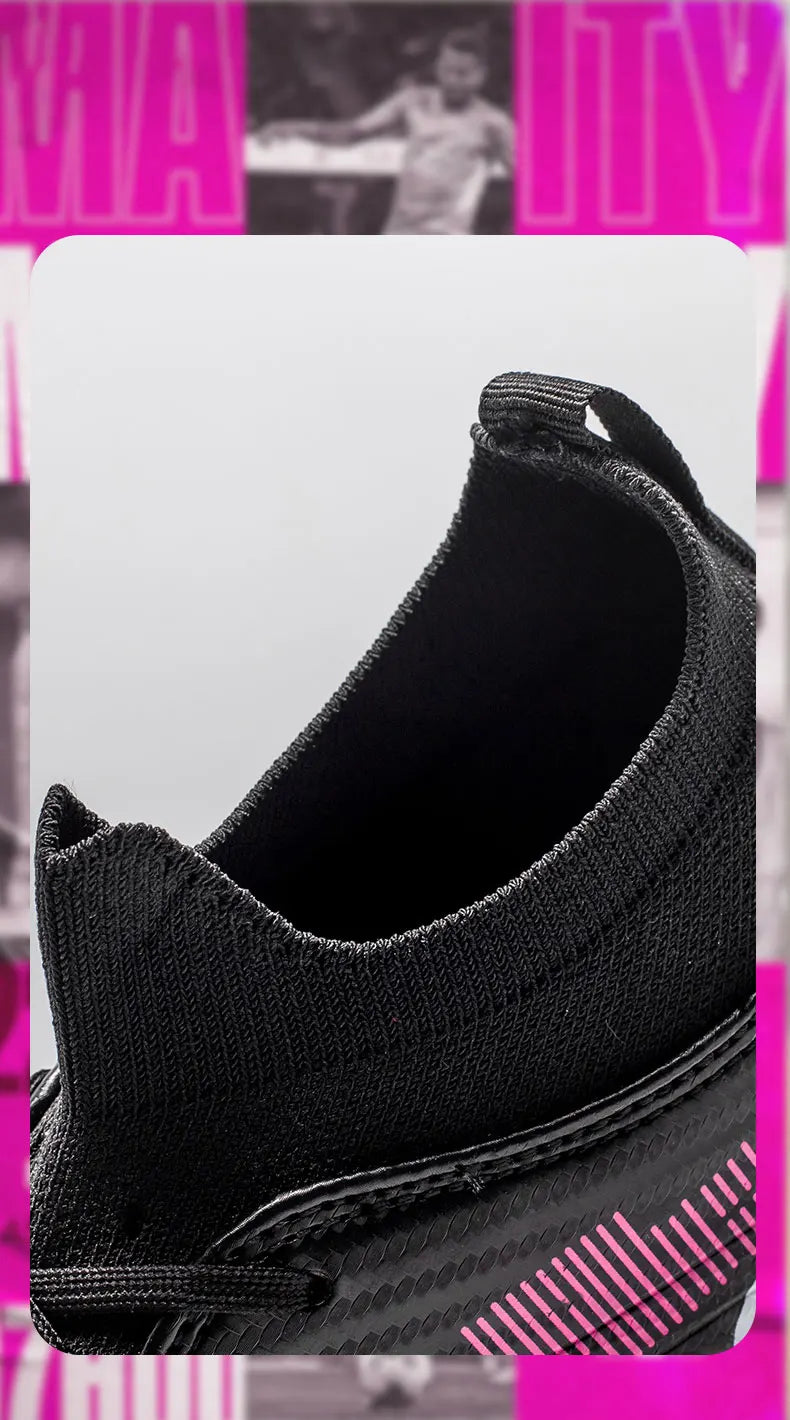 Unisex Soccer Shoes High-Tops Lace-Up Non-Slip Spikes Outdoor