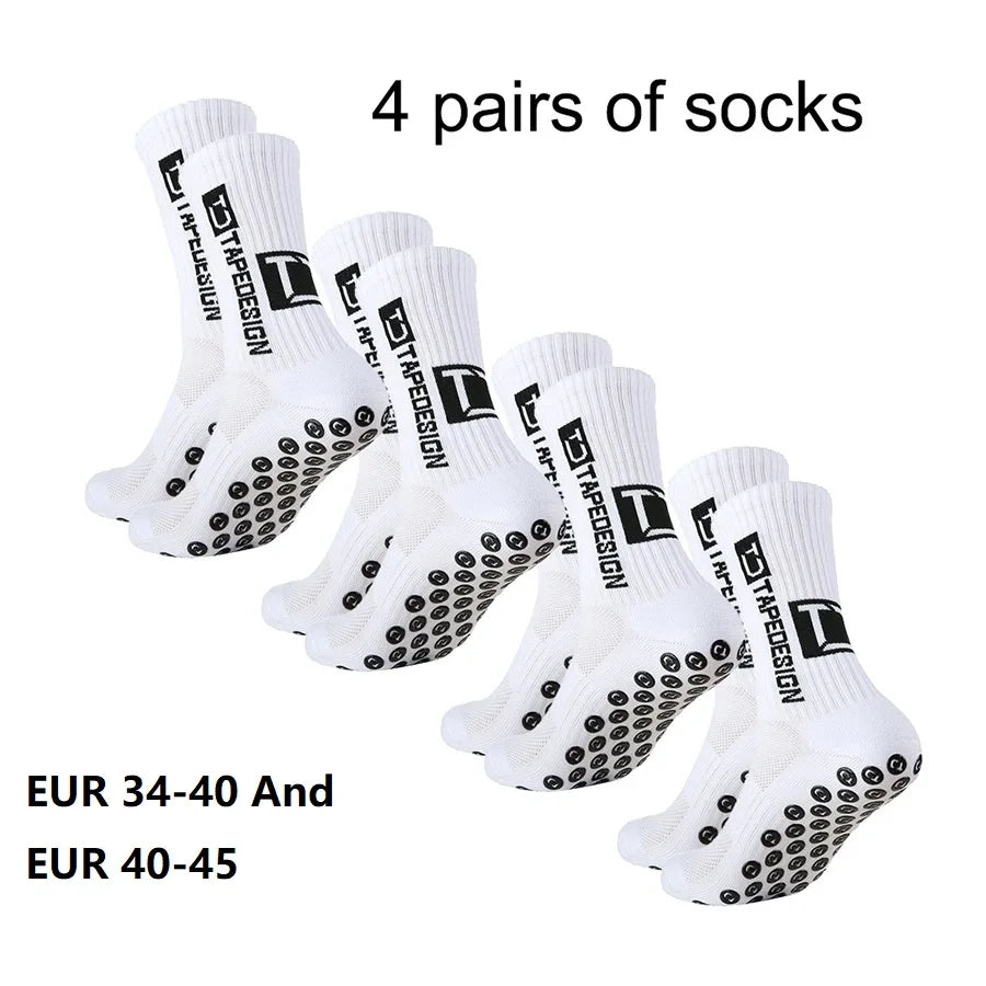 Mid-Calf Anti-Slip Football Socks, 4 Pairs