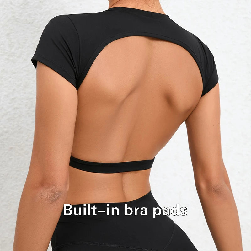Women's Breathable Short-Sleeve Gym Crop Top