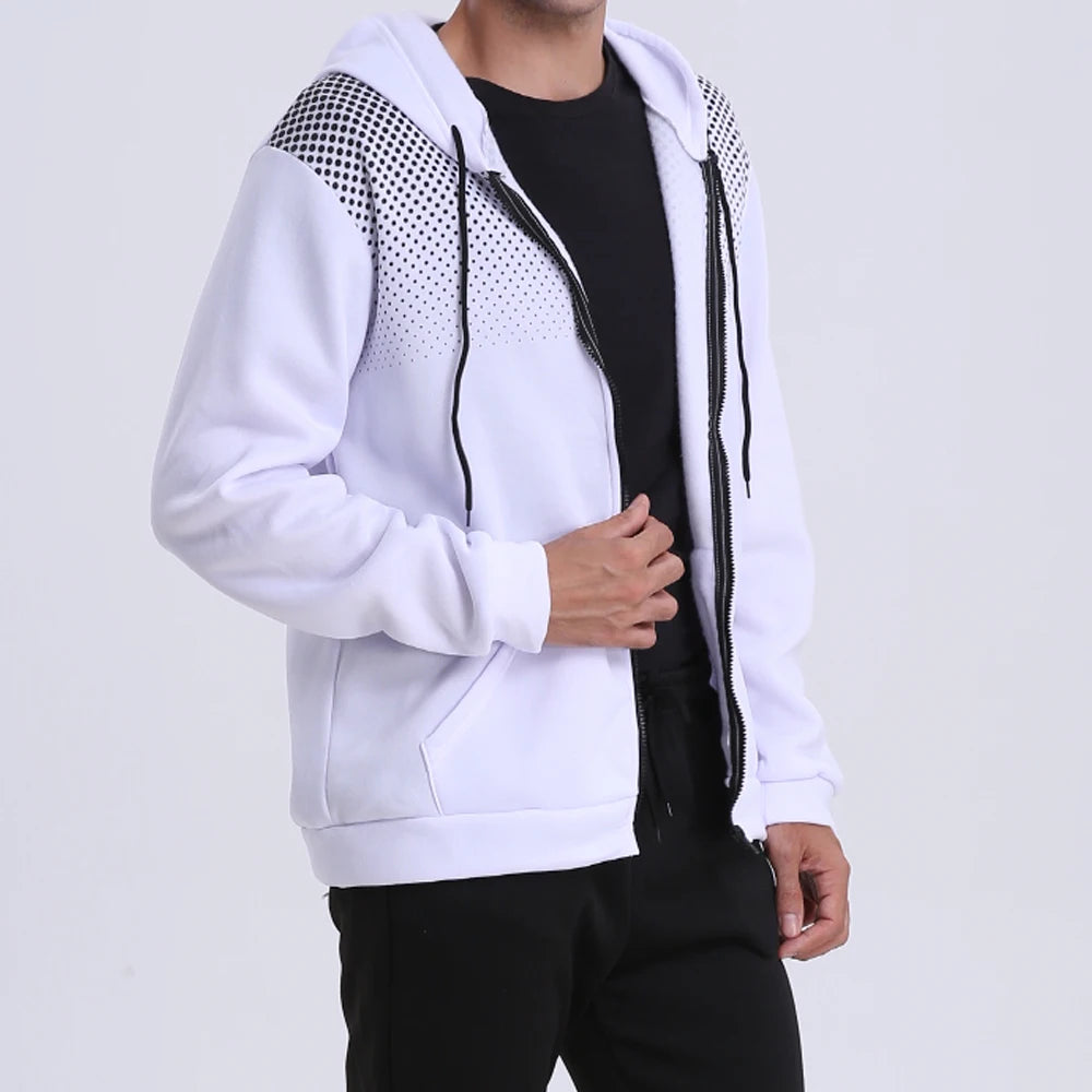 Men's Zip-Up Hoodie with Polka Dot Print, image 8 of 18
