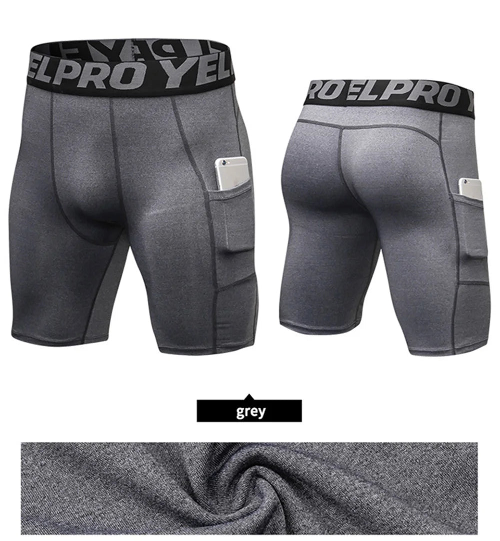 Sports Shorts Men Compression Running Shorts Pocket Quick