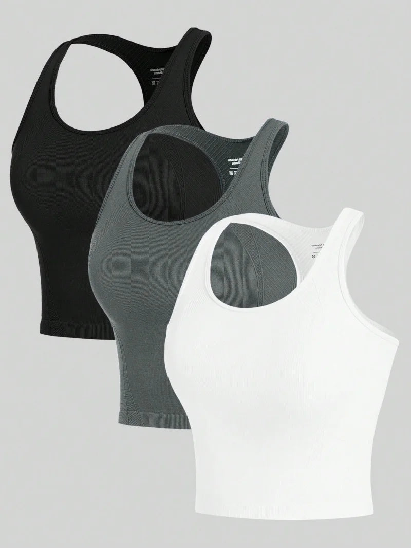 3 Piece Yoga Vest Women Gym Sports Racerback