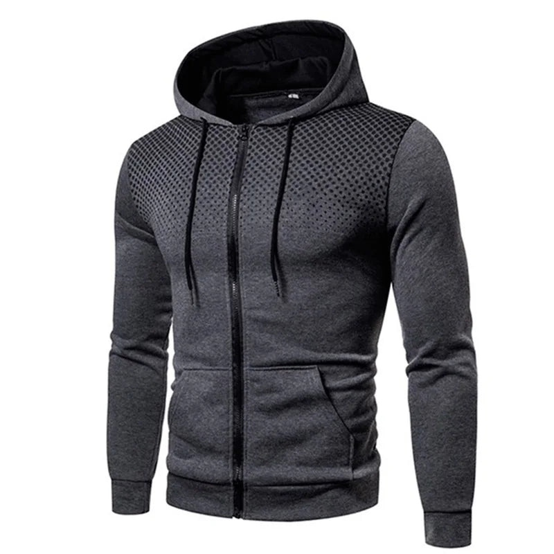 Men's Zip-Up Hoodie with Polka Dot Print